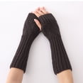 thumbnail image 4 of Puños de piel sintética para muñecas: calentadores de brazos sin dedos para mujer, guantes elásticos de invierno, guantes acrílicos, guantes largos, 4 of 5