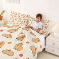 thumbnail image 3 of Erosebridal Kawaii Capybara Bed Sheets for Kids, Orange Fruit Print King Sheets, 4pcs, 3 of 5
