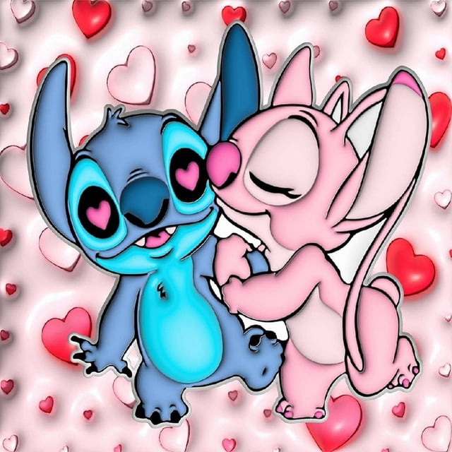 (QQ948) Serie Dibujos Animados Stitch Y Su Novia Resina 30x30CM