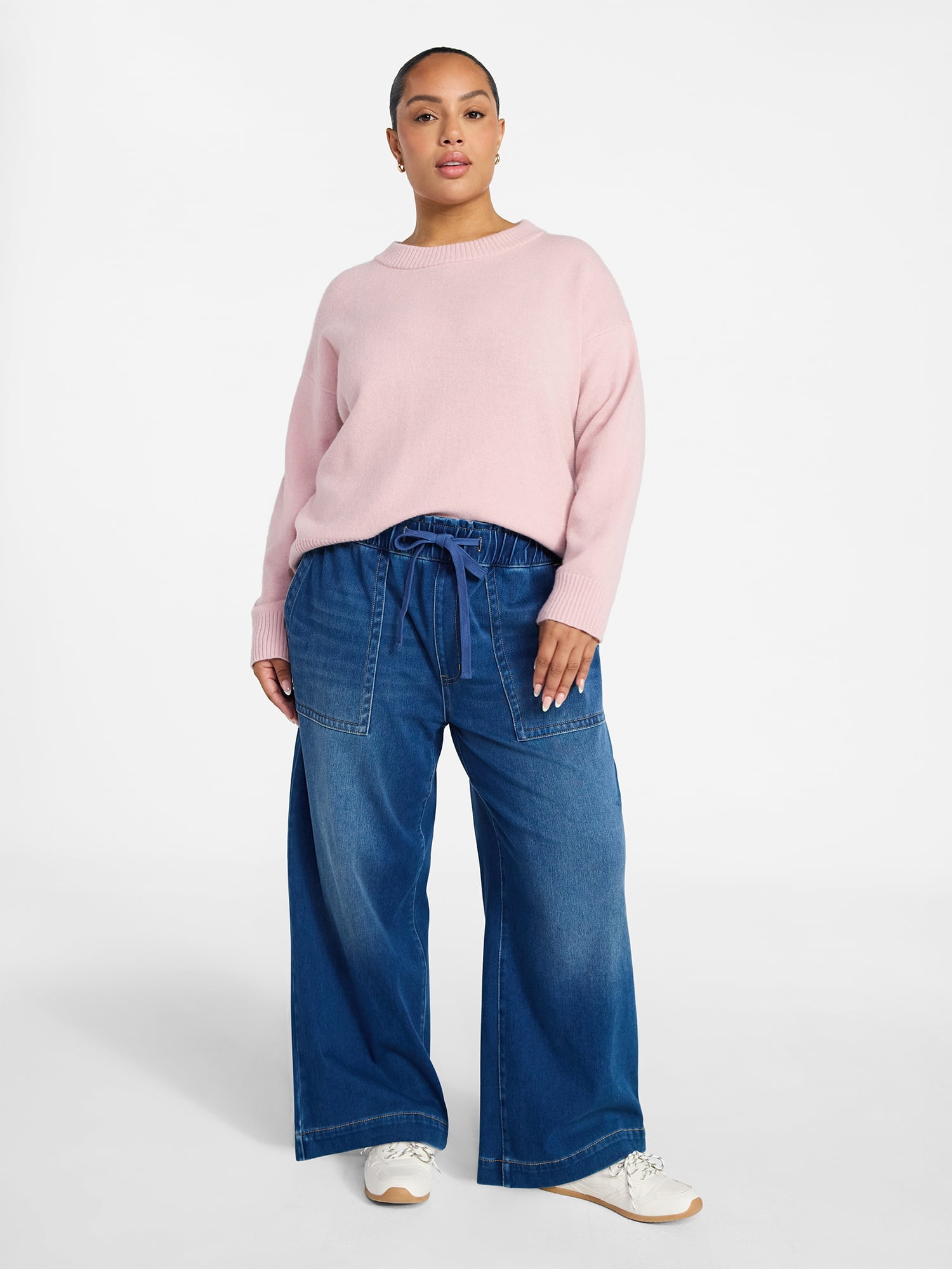 Terra & Sky Women's Plus Size Crewneck Pullover Sweater, Size 0X-5X
