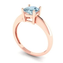 1.0ct cushion cut natural swiss blue topaz 18k rose gold Bridal Wedding Engagement Promise Anniversary Ring for Women size 6
