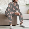 thumbnail image 5 of Mens Pajamas Set, Pink Cute Poodle Dog Button Down Long Sleeve Loungewear Sleepwear Pjs sets for Men, 5 of 5