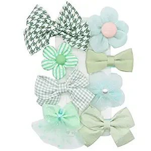 

Hair Bows Clips Set Baby Girl Hair Bow Clips Barrettes Fully Lined Hair Barrettes Alligator Clip for Little Girls Flowers Hair Clips for Girls Hair Accessories for Kids Toddler Infant (Green)