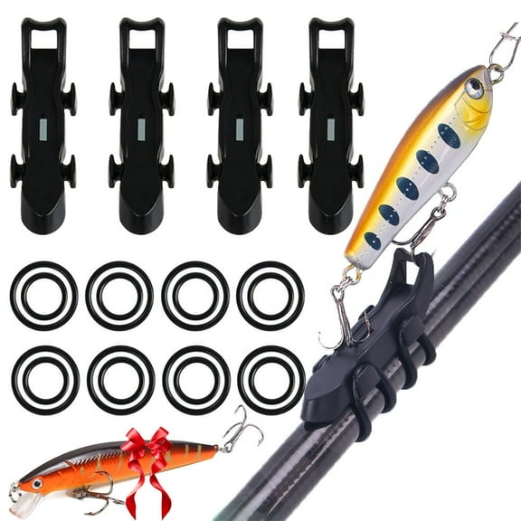 Magnetic Lure Hooker, Lure Magnetic Automatic Hooker, Magnetic Fishing Rod Holder Hook Keeper, Fly Fishing Magnetic Fly Holder Fishing Tool, Fishing Lure Bait Holder for Fishing Tackle Black 4pcs