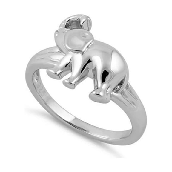 925 Sterling Silver Platinum Plated Elephant Art Deco Women Valentines Day Gifts Ring