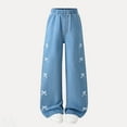 thumbnail image 7 of Honhmin Denim Pants for Girls, Loose Fit Elastic Waist Wide-leg Casual Straight Leg Pants Light Blue Size 12-13 T, 7 of 7