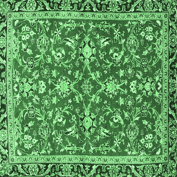 Ahgly Company Indoor Square Persian Emerald Green Traditional Area Rugs, 7' Square