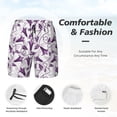 thumbnail image 4 of Kdxio Violets Flowers Print Men's Swim Trunks with Compression Liner 7 Inch Inseam Quick Dry Swim Shorts, 4 of 7