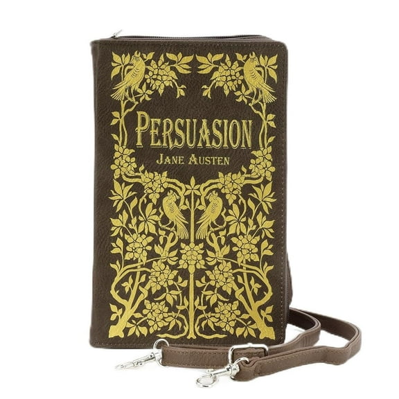 Jane Austen Persuasion Book Clutch Crossbody Bag for Women, Brown