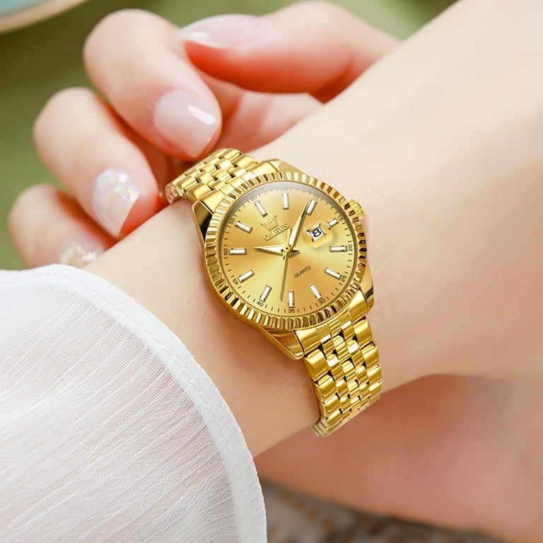 green emerald velvet dress Peugeot Women's 22mm Gold Dial Round Self-Adjust Link Bracelet Watch main image 0