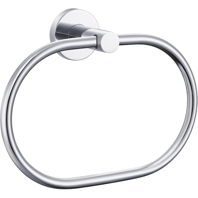 Angle Simple Towel Ring, Stainless Steel Swivel Hand Towel Holder Rack Hanger for Bathroom Kitchen Wall, Chrome