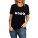 thumbnail image 3 of ABPHQTO Camiseta negra de manga corta con estampado de flores felices para mujer, 3 of 5
