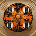 thumbnail image 7 of Halloween Round Tablecloth, 47.6 Inch Spooky Haunted House Pumpkin Bat Printed Elastic Edge Table Cover for Halloween Party Home Dining Table Decor, 7 of 7