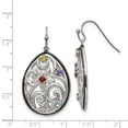 thumbnail image 2 of Stainless Steel Polished Antiqued Multicolor Cubic Zirconia Earrings - Measures 23mm Wide, 2 of 2