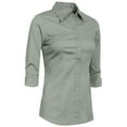 thumbnail image 2 of J. METHOD Women's Button Down Shirt 3/4 Sleeve Roll Up Stretch Collar Office Work Formal Casual Basic Blouse Top, 2 of 5