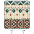 thumbnail image 3 of Aztec Shower Curtain Southwestern American Tribal Navajo Ethnic Native Abstract Geometric Vintage Design Fabric Bathroom Decor Set with Hooks(70" WX70 H), 3 of 5