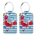 thumbnail image 3 of Disketp 4 Pcs Luggage Tag For Suitcase,Red Funny Crab On Blue Stripe Leather Baggage Tag With Stainless Steel Loop Privacy Cover For Women Men Girls, 3 of 5