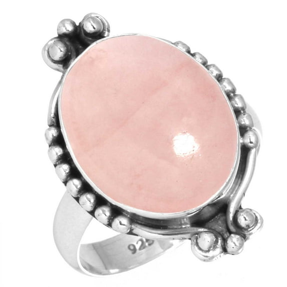 925 Silver Ring For Women - Teens Pink Rose Quartz Stone Silver Ring Size 10 January Birthstone Handmade Silver Ring Size 10 Gift For Wife On Wedding 925 Silver Jewelry With Gemstone