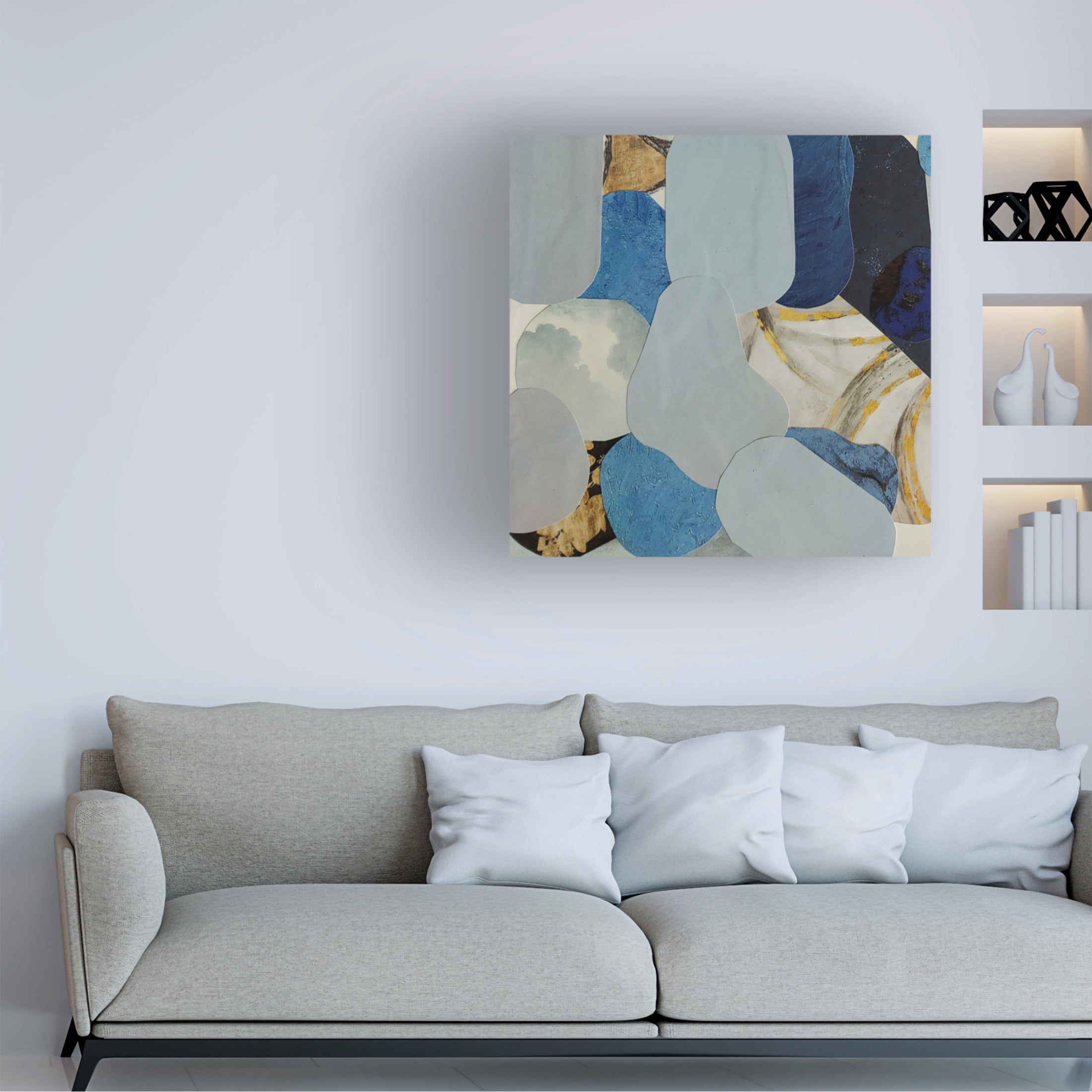 Canvas Wall Art - Coco Good 'Blue Monsoon II' Wall Art for Living Room, Bedroom, or Office Décor by Trademark Fine Art - 14 x 14 Inches
