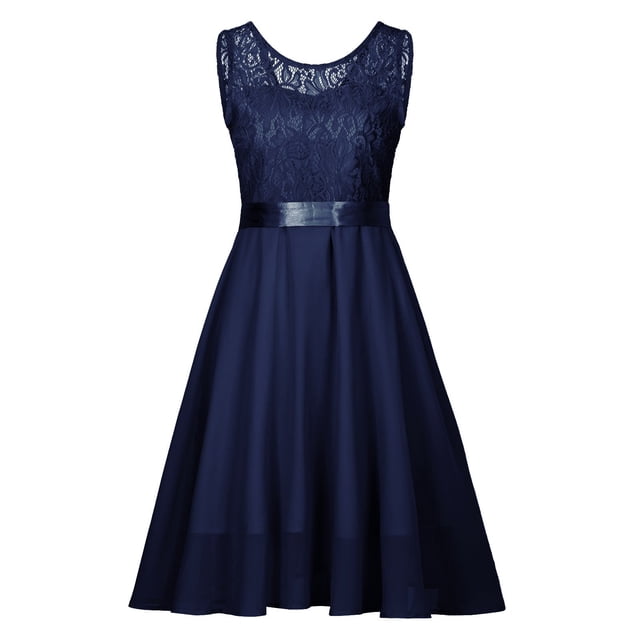 Vestido Bouanq para mujer, para invitada de boda, de manga corta, estilo alto-bajo, estilo patinador, corte A, con encaje floral, para fiesta de noche y graduación.