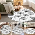 thumbnail image 5 of Small Round Rug 3Ft Washable Non-Slip, Black Dandelion Circle Area Rugs for Living Room Bedroom, Country Modern Minimalist Flower Indoor Floor Mats Carpet Runner for Home Decor, 5 of 8