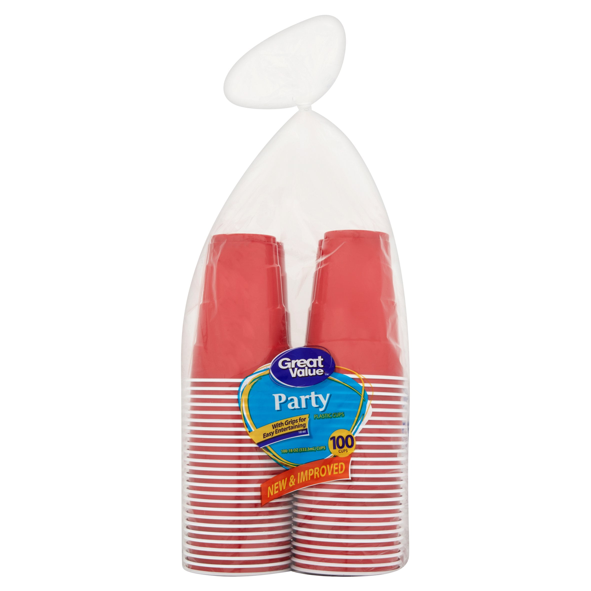 Great Value Party Plastic Cups, 18 oz, 100 Count