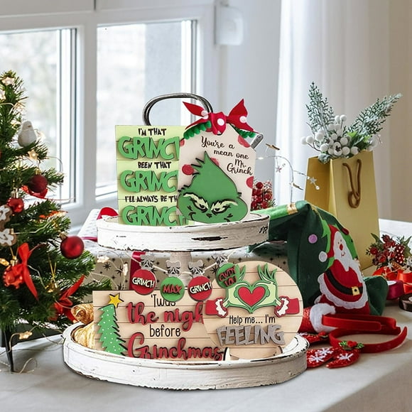 Christmas Decorations Clearance!! 3D Christmas Wooden Tray Decoration, Creative Decoration Holiday Ornaments