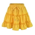 thumbnail image 4 of Mrat Gothic Skirt Women's High Waisted Ruffled Floral Skirt with Floral Print A-Line Short Skirt Wrap Skirts S-101 Yellow L, 4 of 6