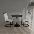 thumbnail image 2 of Dining Sets 31.5 " Black circular dining table, tulip dining table, kitchen dining table for 2-4 people, MDF tabletop and base, and 2 white PU black metal leg dining chair set 2,Kitchen Sets, 2 of 15