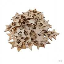 100pcs Unfinished Wood Carved Star Cutouts Shape Wooden Pieces Embellishment
