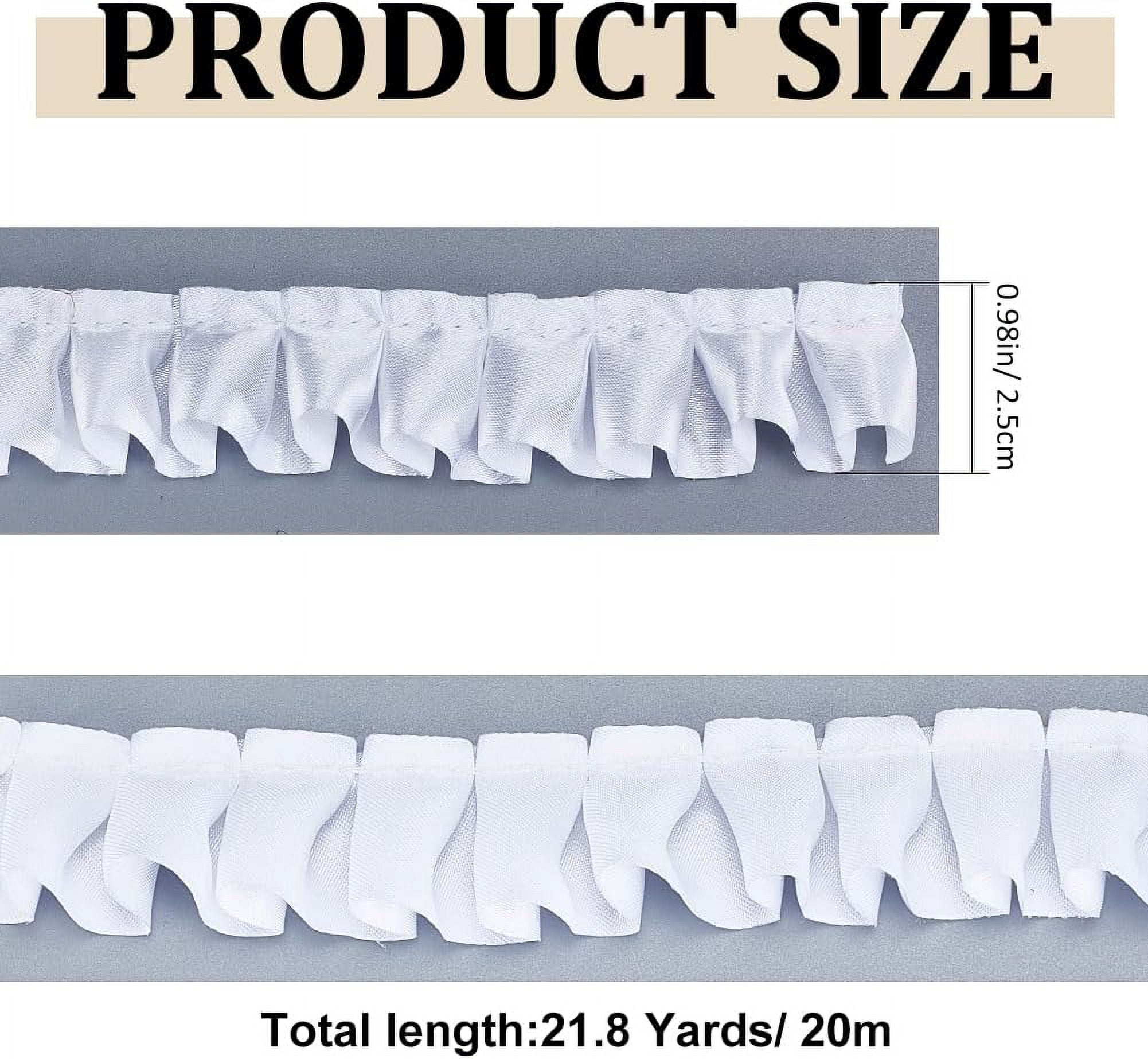 22Yards 1inch White Satin Ruffle Trim Fabric Trims Satin Pleated