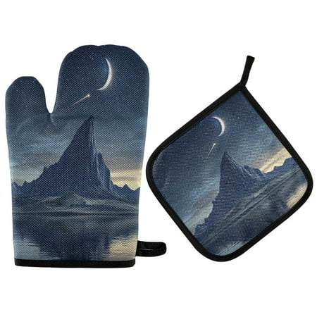 

2pcs kitchen insulation gloves Oven Mitts and Pot Holders Sets Heat Resistant kitchen insulation pad Majestic Mountain Peak