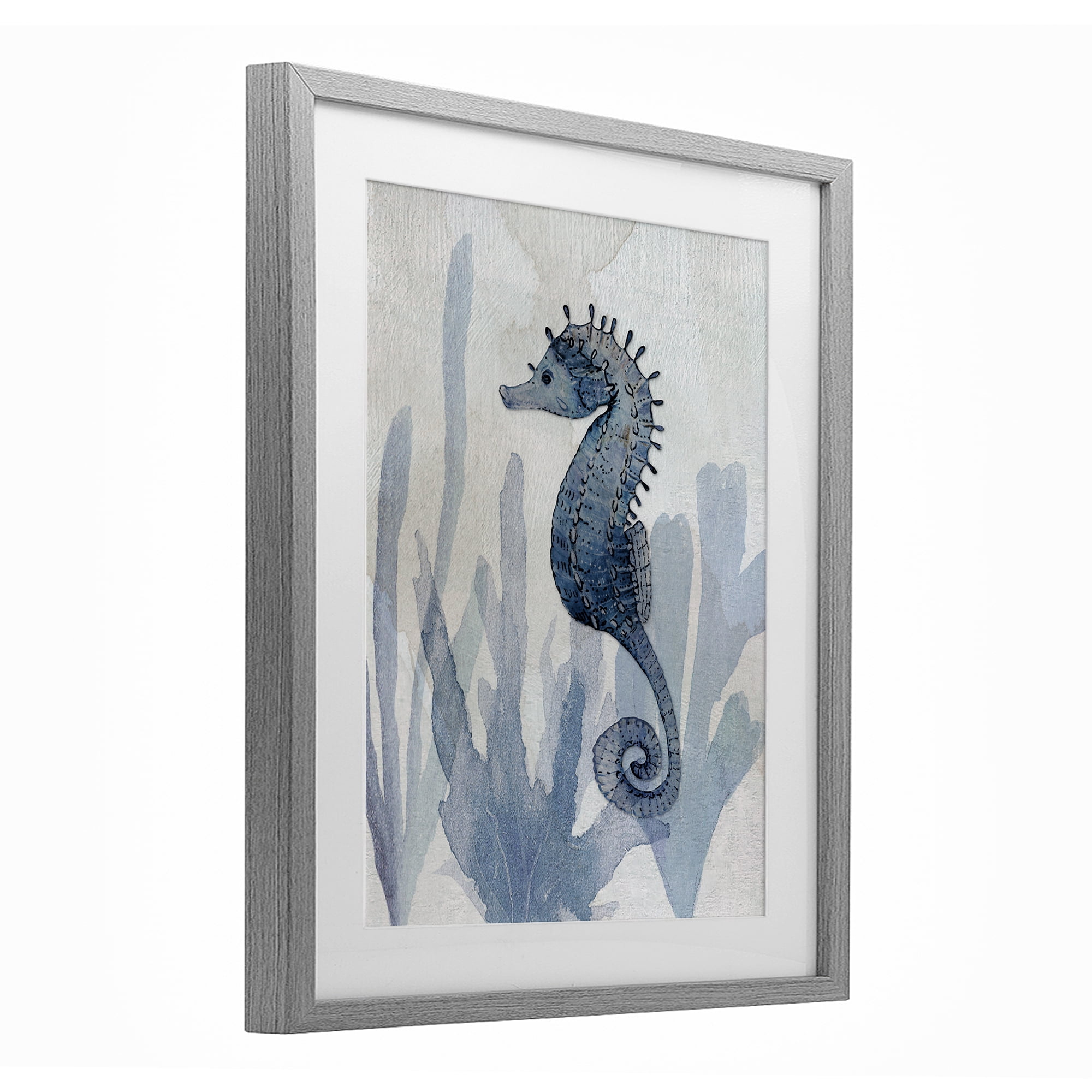 Stupell Industries Organic Seaweed & Seahorse Gray Framed Print Under Glass, design by Susan Jill