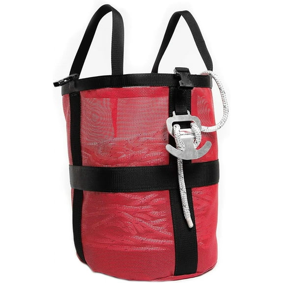 Anchor Rope Bag - Boat Accessories for Easy Anchor Line Storage - High Visibility Red, Floats, Free Standing Design, Breathable Mesh Material