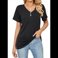 thumbnail image 1 of Blusas de Verano para Mujer, Camisas de Corta, Conjuntos Casuales de Negocios, Ropa de Moda para Vacaciones en la Playa 2025, Negro XXL, 1 of 6