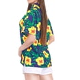 thumbnail image 5 of LA LEELA Women's Button Down Blouses Casual Summer Beach Party Blouse Shirt Floral Short Sleeve Tropical Vacation Dress Hawaiian Shirts for Women L Allover Flower, Blue, 5 of 6