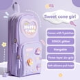 thumbnail image 2 of CoreLiving Mini Backpack Pencil Pouch Canvas Zipper Pouch Cute Makeup Bag Small Gadget Organizer Purse Art Marker Holder Pen Case for Teens Travel Stuff, Purple, 2 of 7