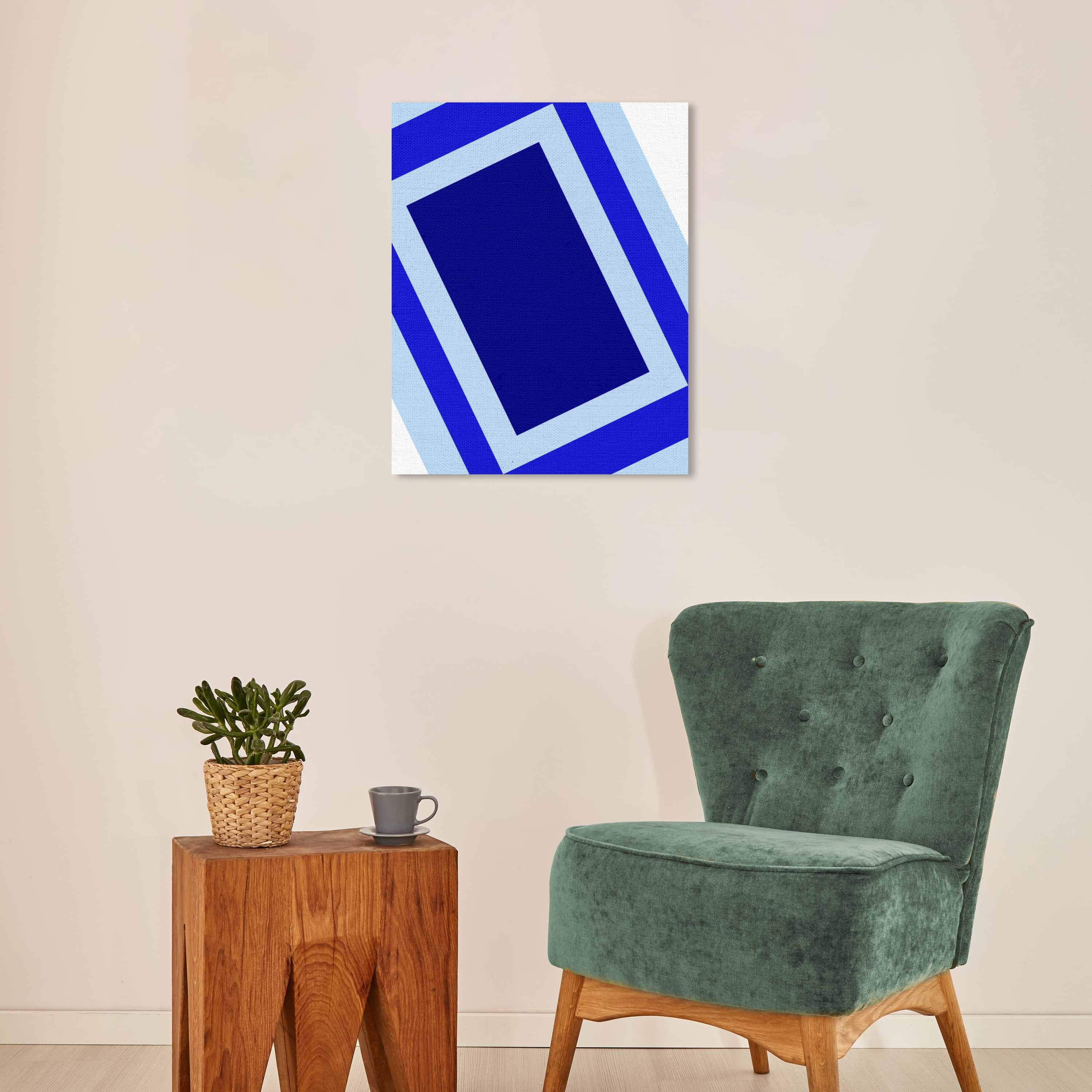 Wynwood Studio Abstract Modern Canvas Art - Blue Modern Rectangle, Wall Art for Living Room, Bedroom, and Bathroom, 16 in x 20, Blue and White Home Decor