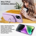 thumbnail image 4 of ELEHOLD Wallet Case for iPhone 14 6.1" with Organ Card Slots Holders Rotatable Finger Ring Holder Stand Function Premium Leather Shockproof Purse Case,Purple, 4 of 8