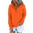 thumbnail image 1 of EGNMCR Women Hoodies Oversize Sweatshirts Winter Solid Color Button Long Sleeve Tunics Tops with Pockets Comfy Pullover Drawstring Hooded Sweatshirt, 1 of 6