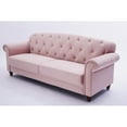 thumbnail image 5 of Roll-up arm double armrest backrest with buttons 81.9" pink velvet living room apartment studio sofa, 5 of 9