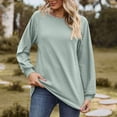thumbnail image 2 of IMENGL Long Sleeve Shirts for Women Soft Knit Loose Fit Length Relaxed Fit Daily Wear Fall Weekend Travel Layering T-Shirt Casual Women's Basic Tee Long Sleeve Tops,Green, 2 of 6