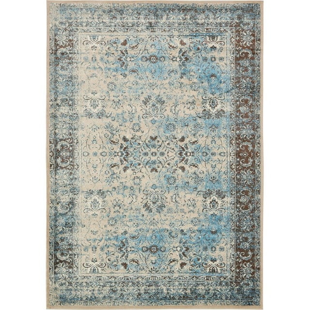 Unique Loom Imperial Bright Color Area Rug 7' 10 x 10' Rectangle Ivory/Turquoise