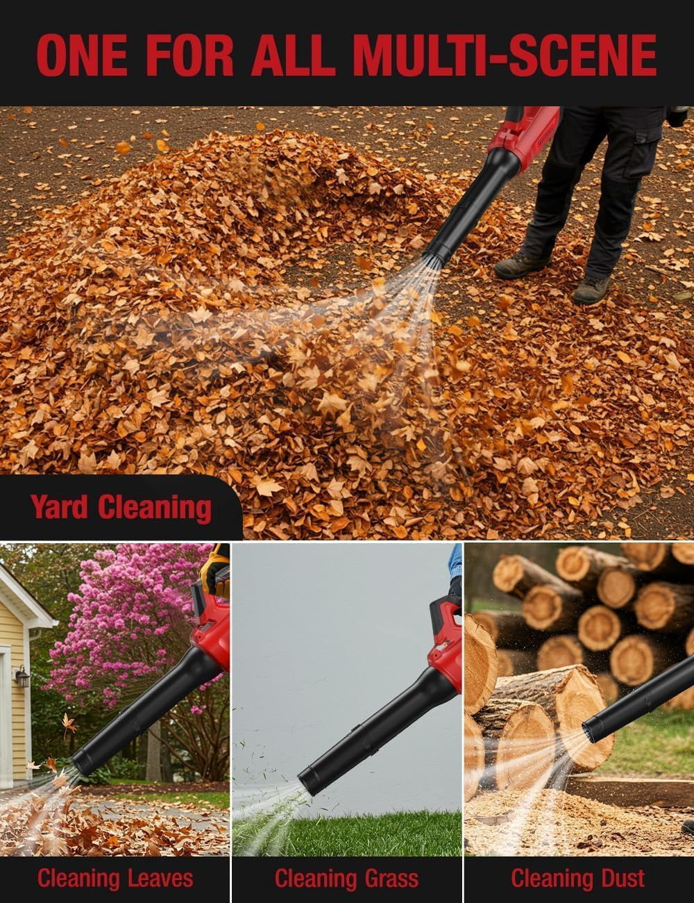 650 CFM 160 MPH Cordless Leaf Blower, 26000 RPM Brushless Motor, 4-Speed + Turbo Mode, Lock-On Switch, 2-Piece Tube, for Milwaukee M18 Battery (Battery Not Included)