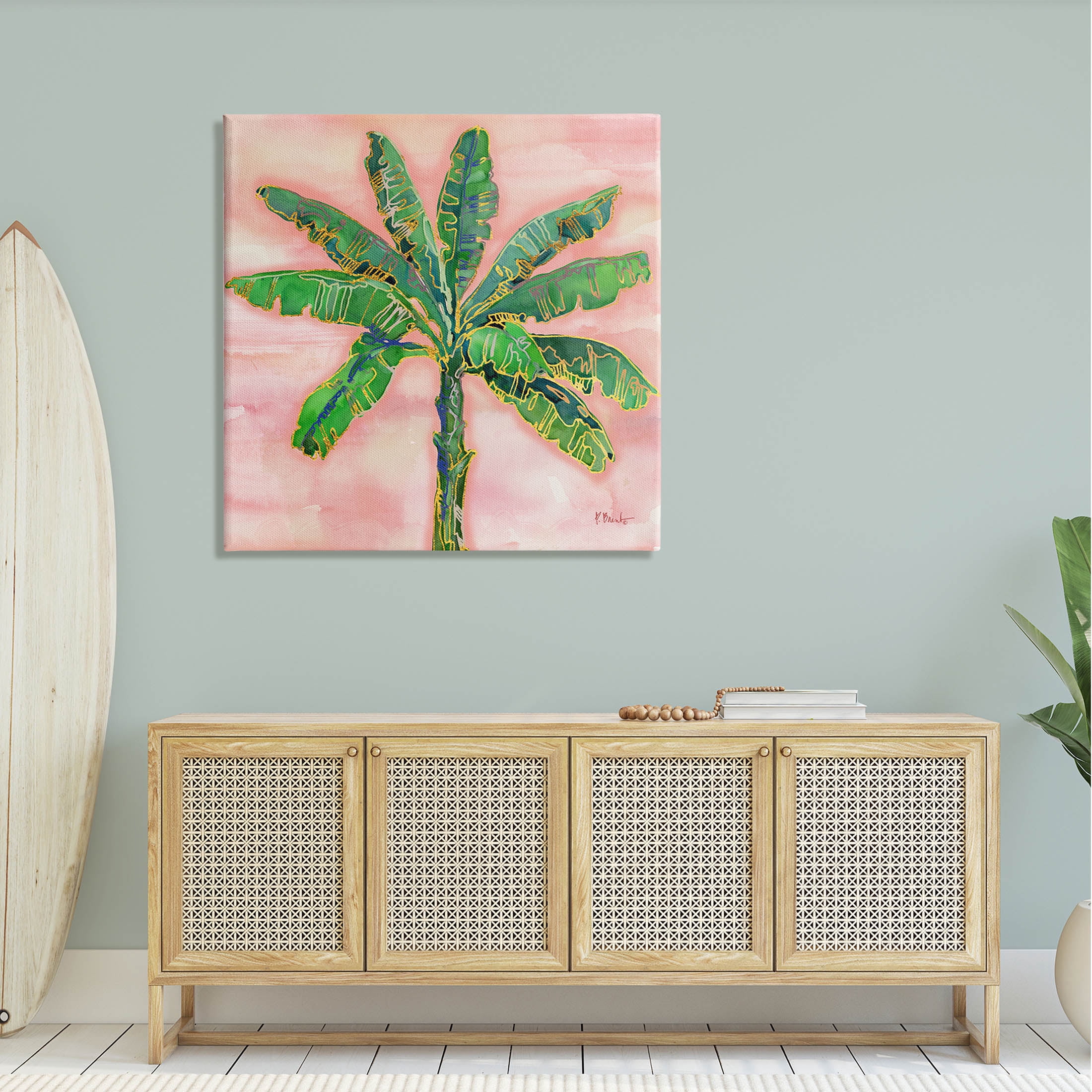 Tropical Nature Palm Sunrise Botanical & Floral Graphic Art Gallery Wrapped Canvas Print Wall Art
