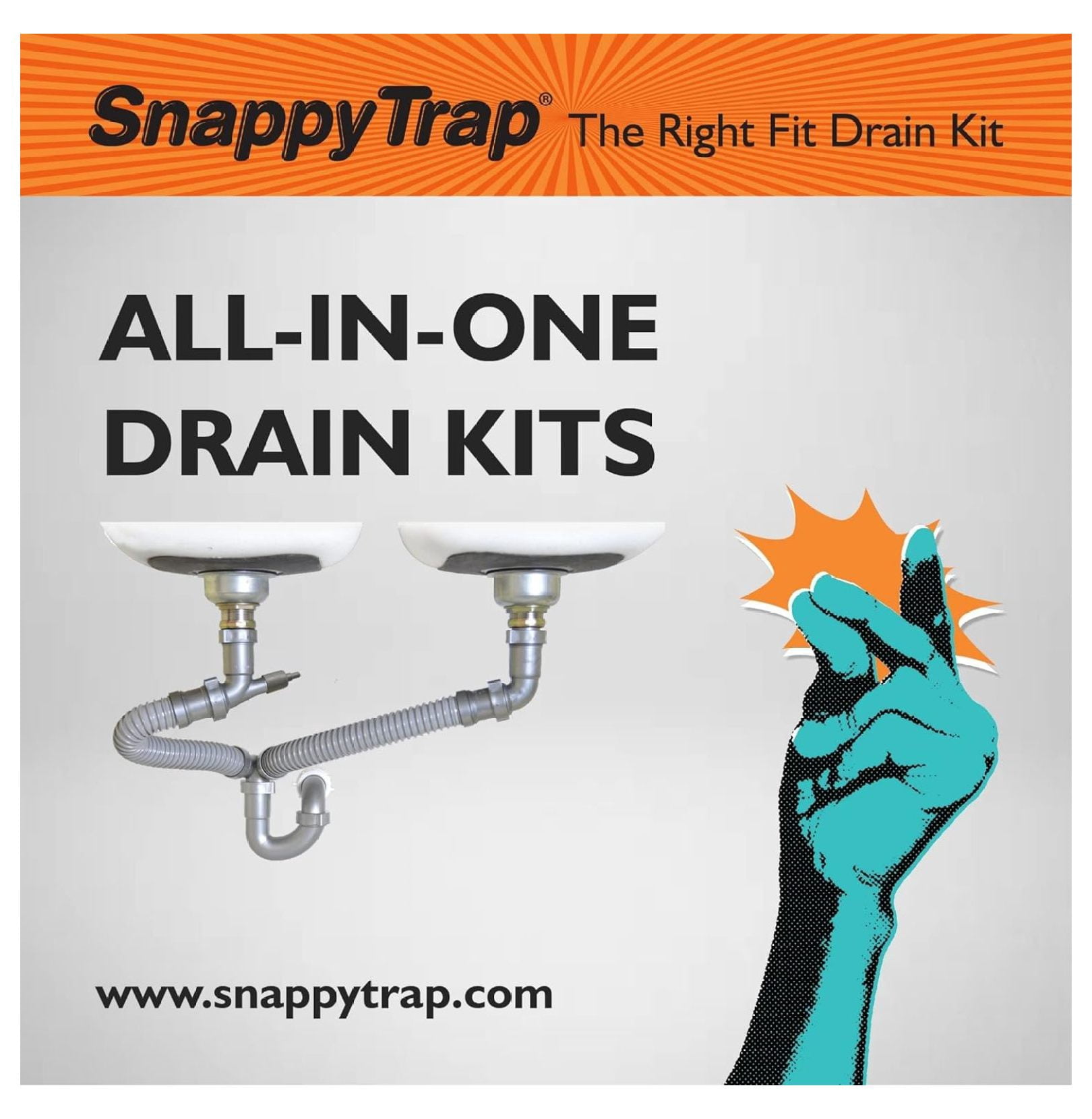 Snappy Trap 1 1/2" All-In-One-Drain Kit for Double Bowl Kitchen Sinks