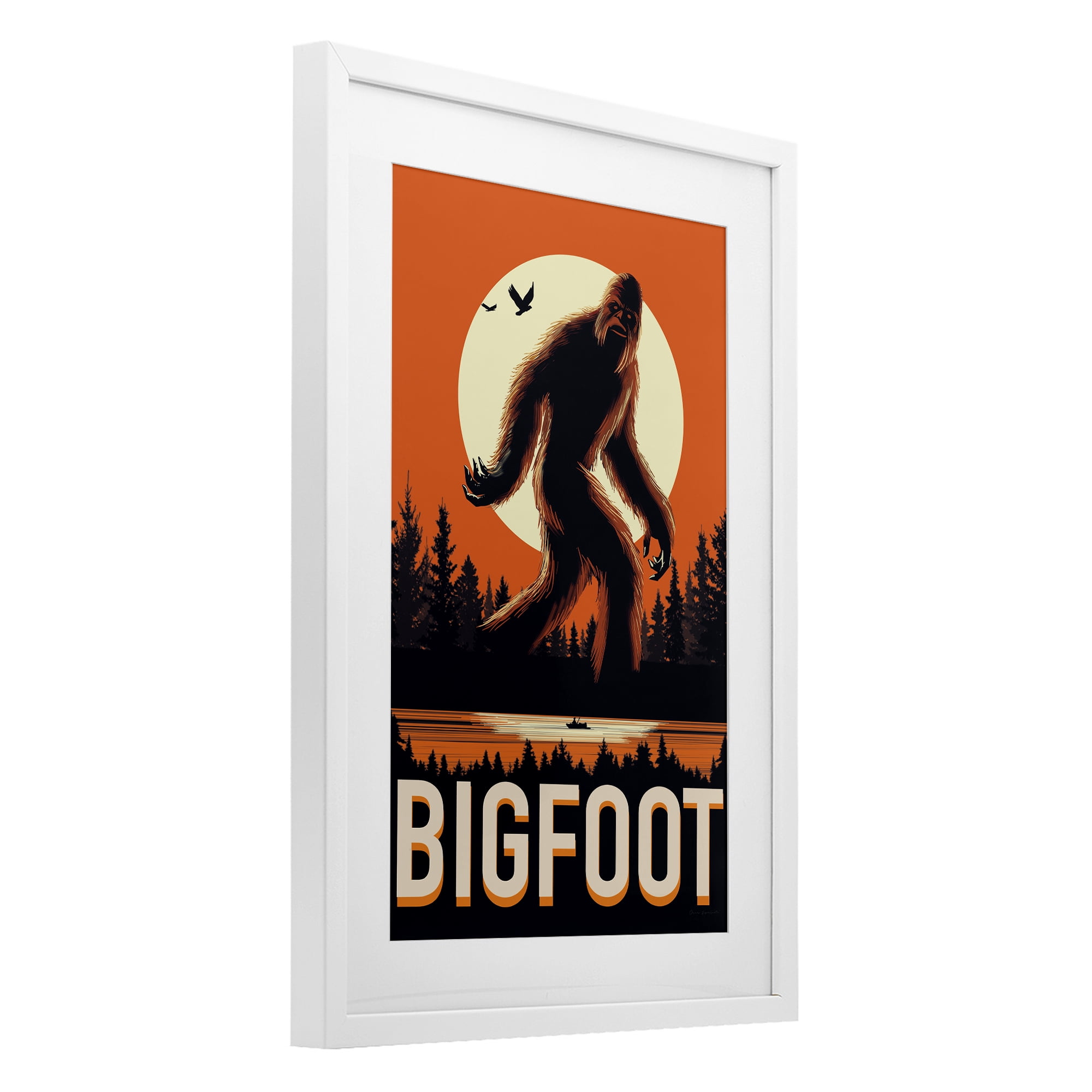 Stupell Industries Mythical Creature Lake Front White Framed Print Under Glass, design by Omar Escalante