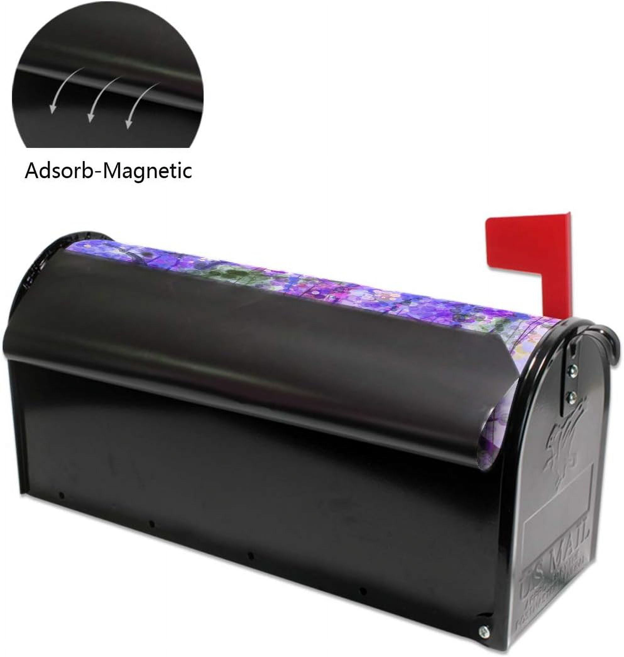 Watercolor Blurred Purple Flowers Wisteria Ivy Romantic Floral Nature Magnetic Magnetic Mailbox Cover Standard Size for Garden Yard Outdoor Decorations-18 x 20.8"