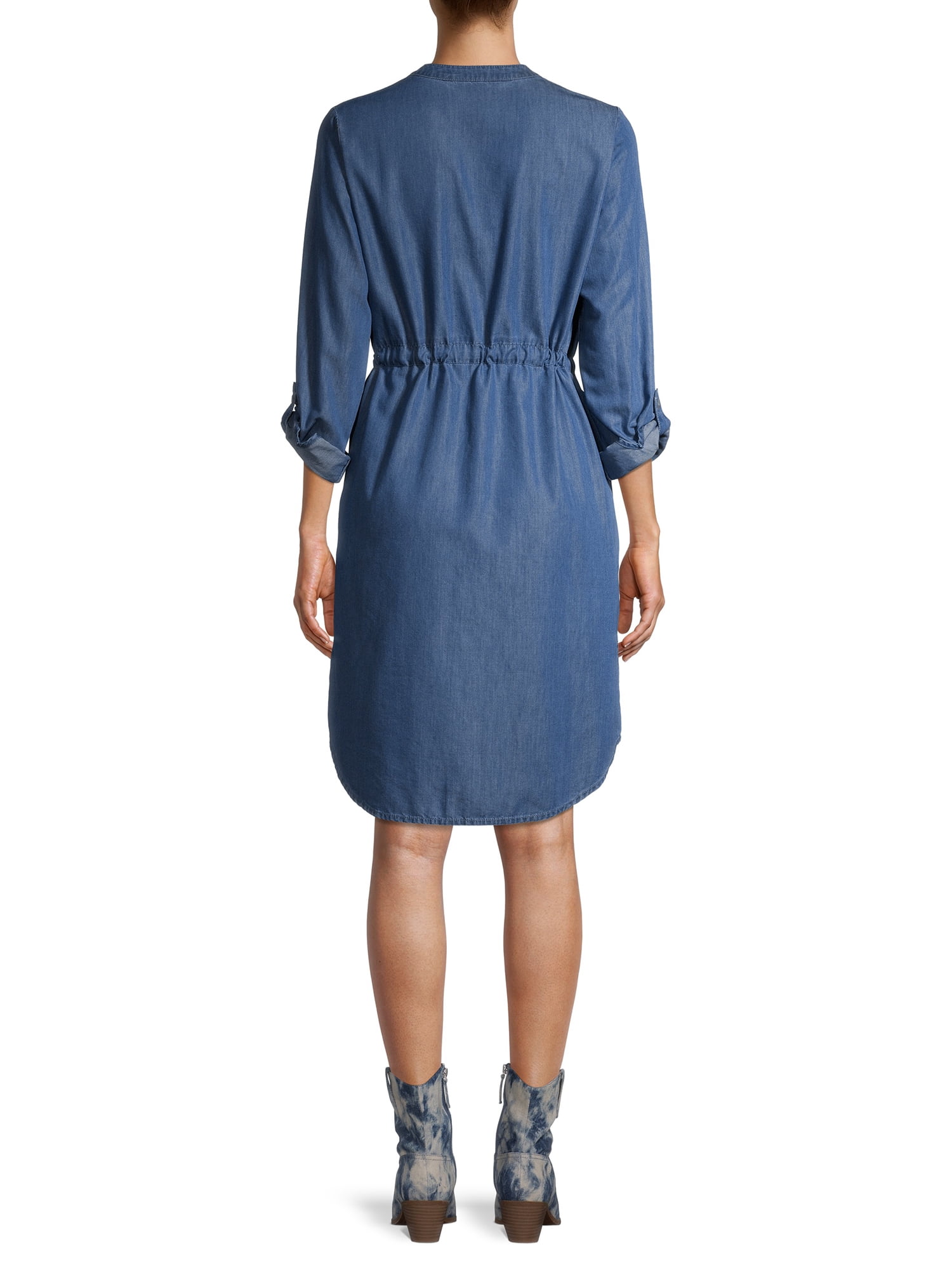 Time and True Women's Woven Utility Shirt Dress