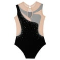 thumbnail image 4 of inlzdz Kids Girls Ballet Gymnastics Leotard Sleeveless Shiny Rhinestones Athletic Dance Bodysuit Black 10, 4 of 5